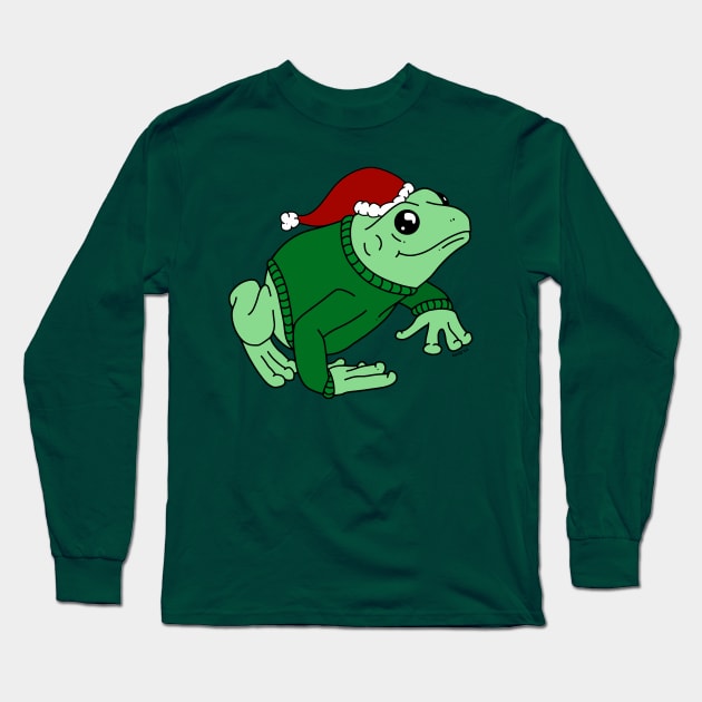 Christmas Sweater Frog Long Sleeve T-Shirt by Natalie Gilbert